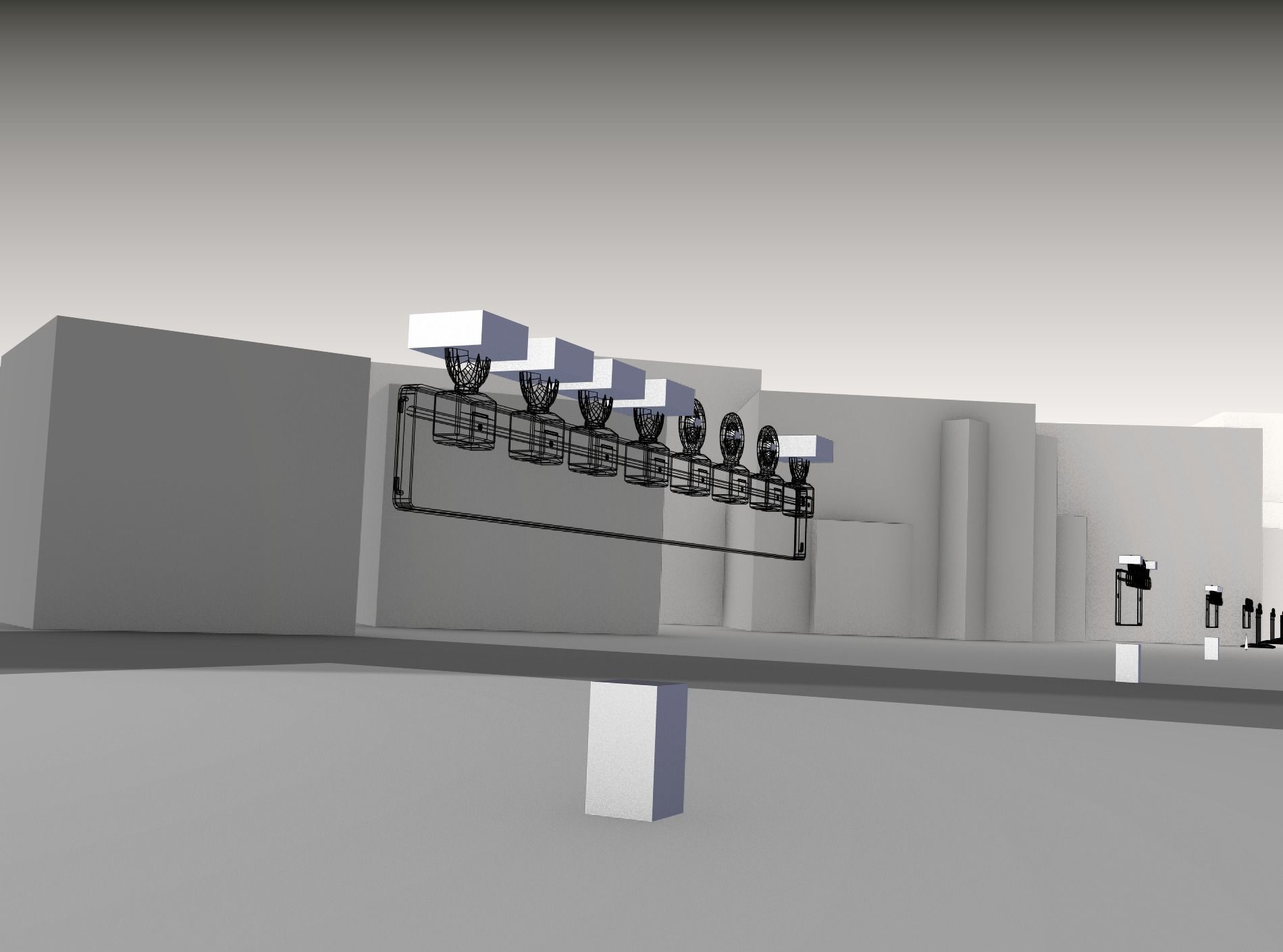 Construction Barrier 6 with animated lights 600-36 250x2400mm Low-poly 3D model_17