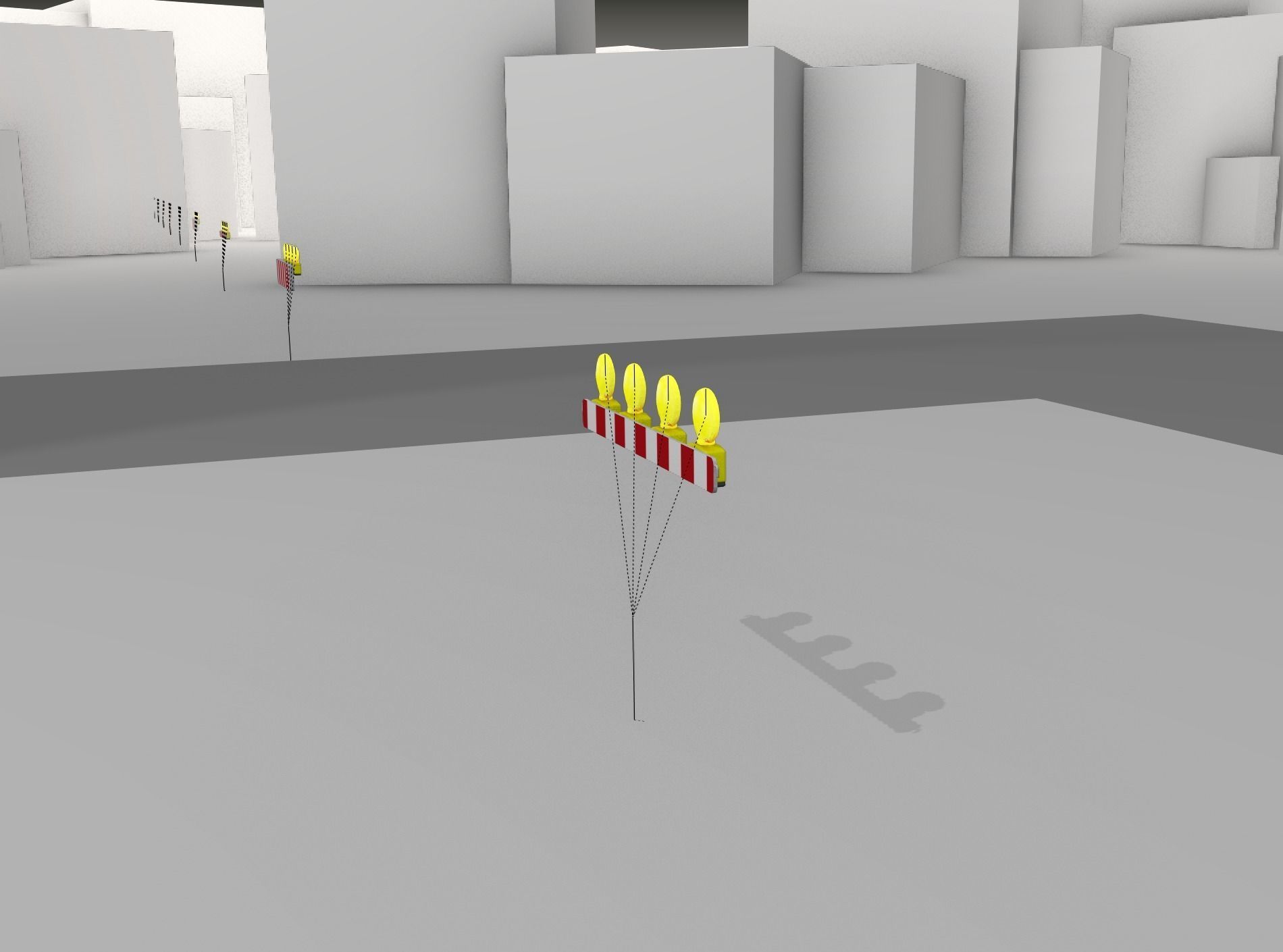 Construction Barrier 6 with animated lights 600-31 100x1200mm Low-poly 3D model_11
