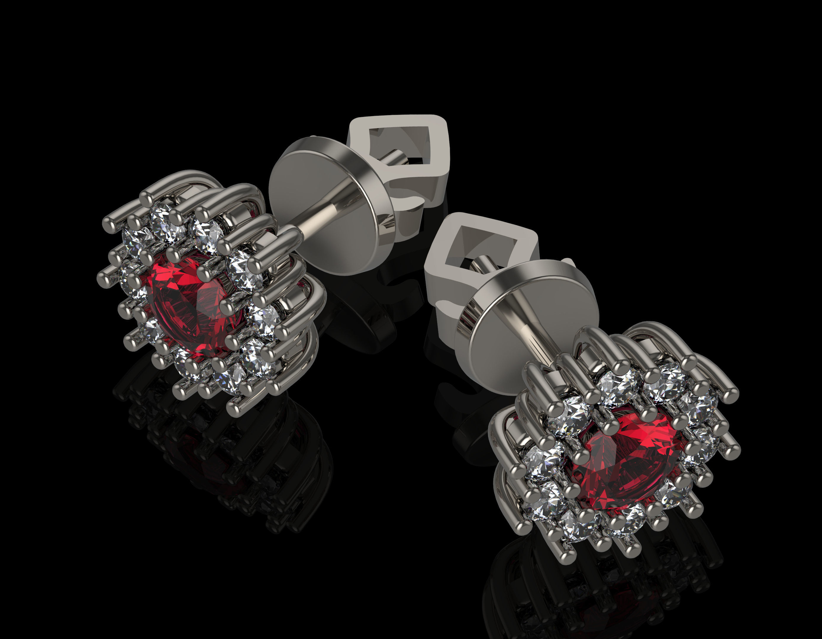 Stud earrings 3D print model_2