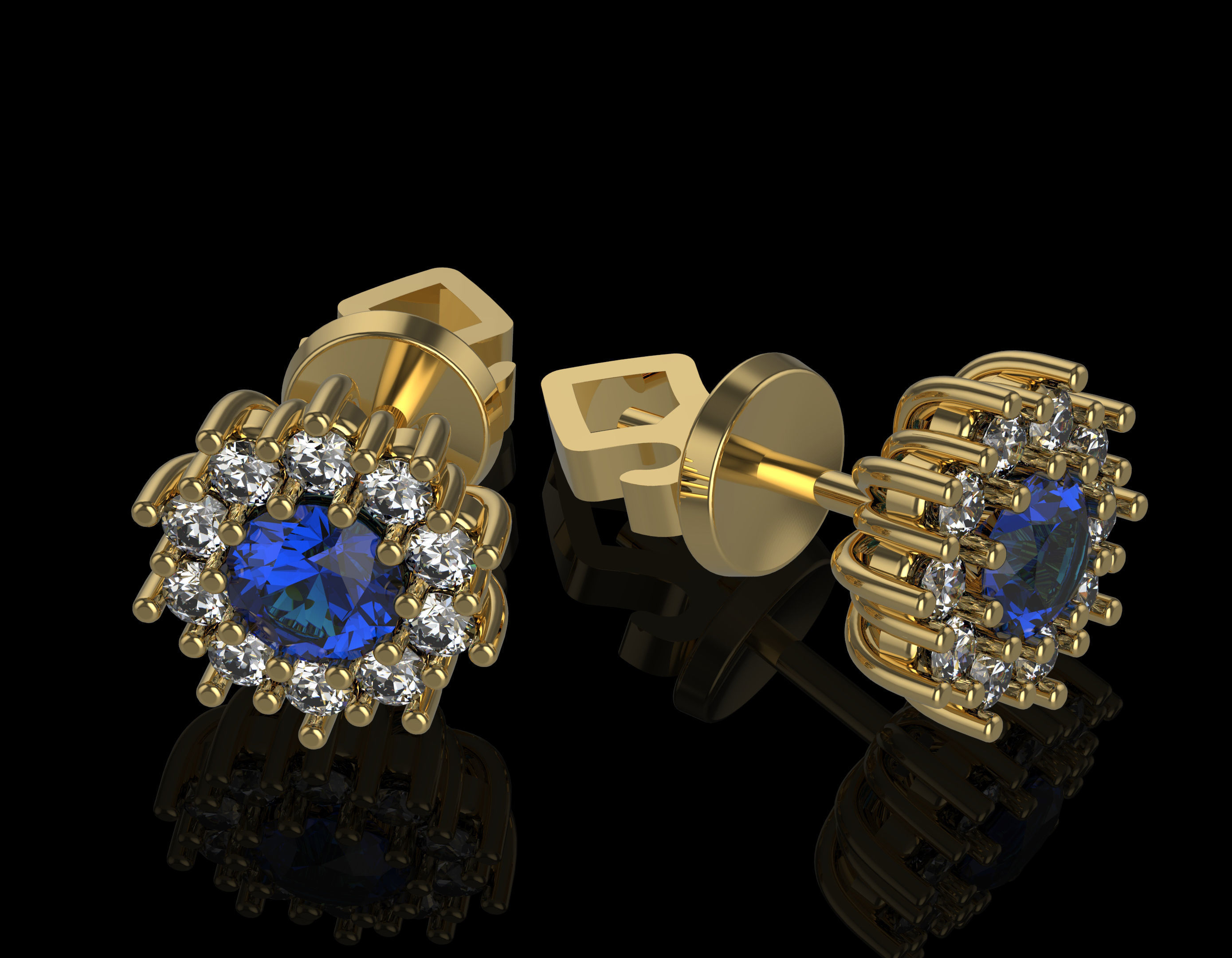 Stud earrings 3D print model_3