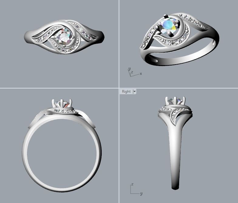 Solitaire Wedding Engagement Women Ring  3dm stl  3D print model_38