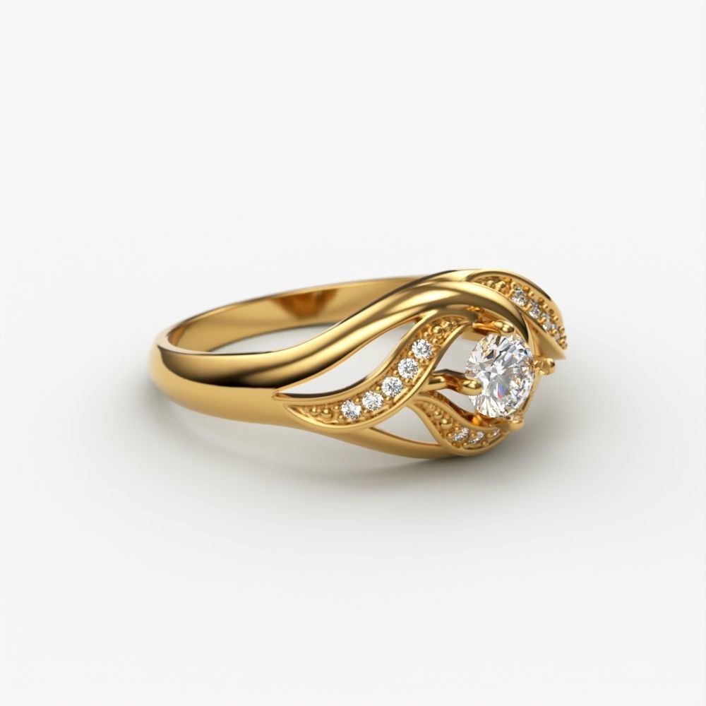 Solitaire Wedding Engagement Women Ring  3dm stl  3D print model_2