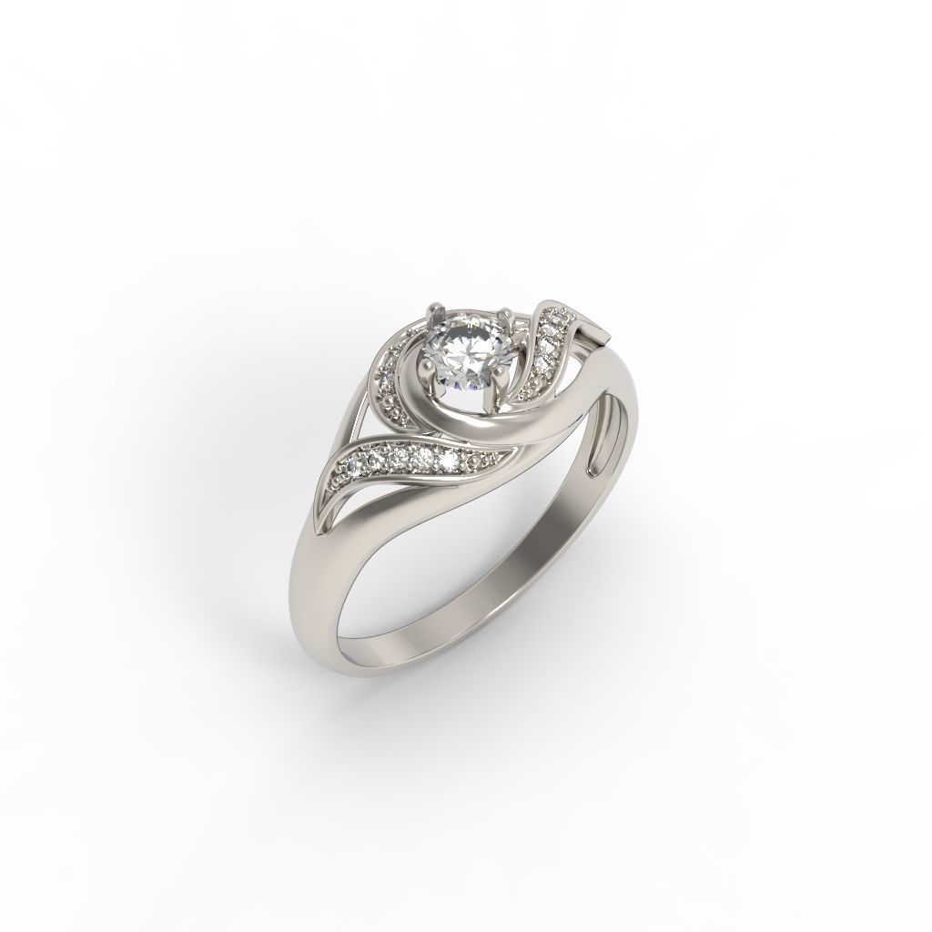 Solitaire Wedding Engagement Women Ring  3dm stl  3D print model_19