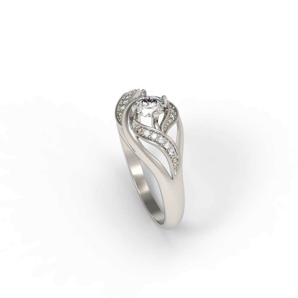 Solitaire Wedding Engagement Women Ring  3dm stl  3D print model_12