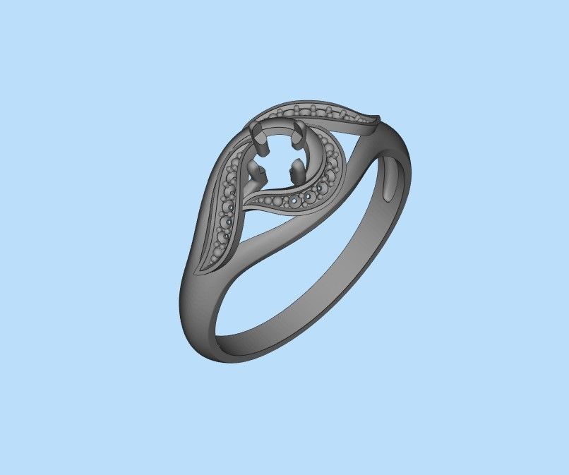 Solitaire Wedding Engagement Women Ring  3dm stl  3D print model_51
