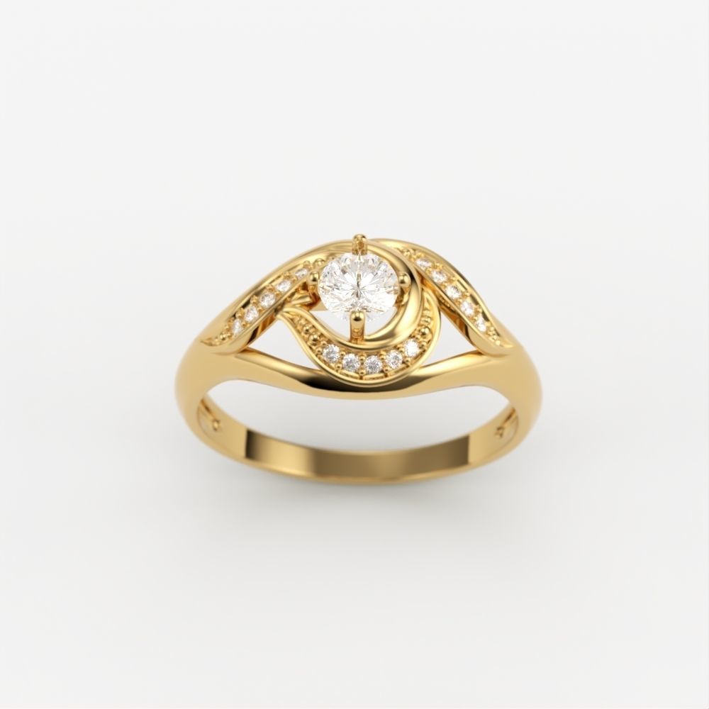 Solitaire Wedding Engagement Women Ring  3dm stl  3D print model_7