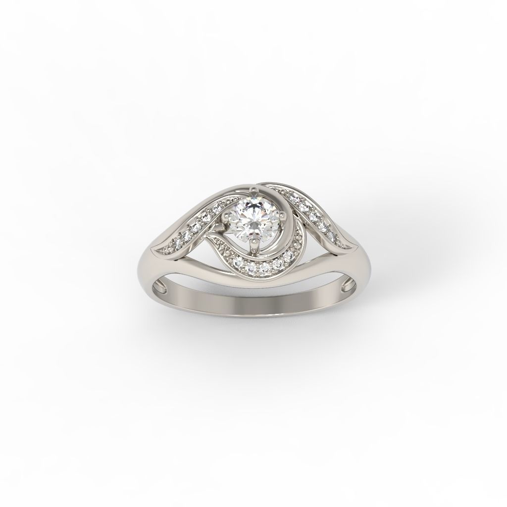 Solitaire Wedding Engagement Women Ring  3dm stl  3D print model_16