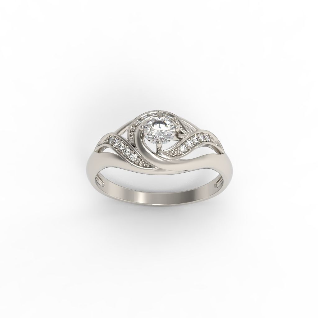 Solitaire Wedding Engagement Women Ring  3dm stl  3D print model_17