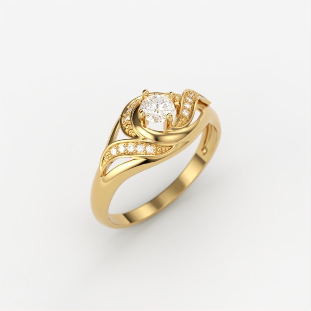 Solitaire Wedding Engagement Women Ring  3dm stl  3D print model_11