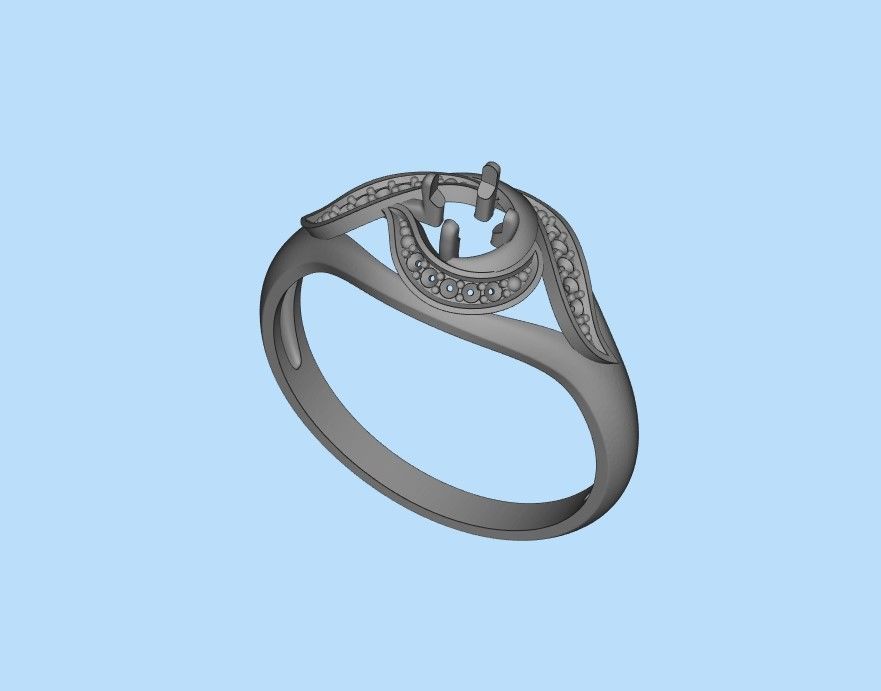 Solitaire Wedding Engagement Women Ring  3dm stl  3D print model_46