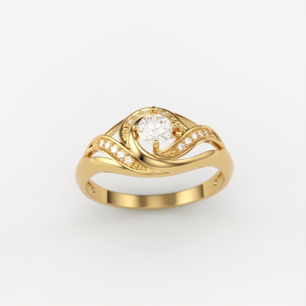 Solitaire Wedding Engagement Women Ring  3dm stl  3D print model_10