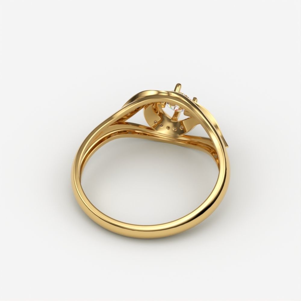 Solitaire Wedding Engagement Women Ring  3dm stl  3D print model_6