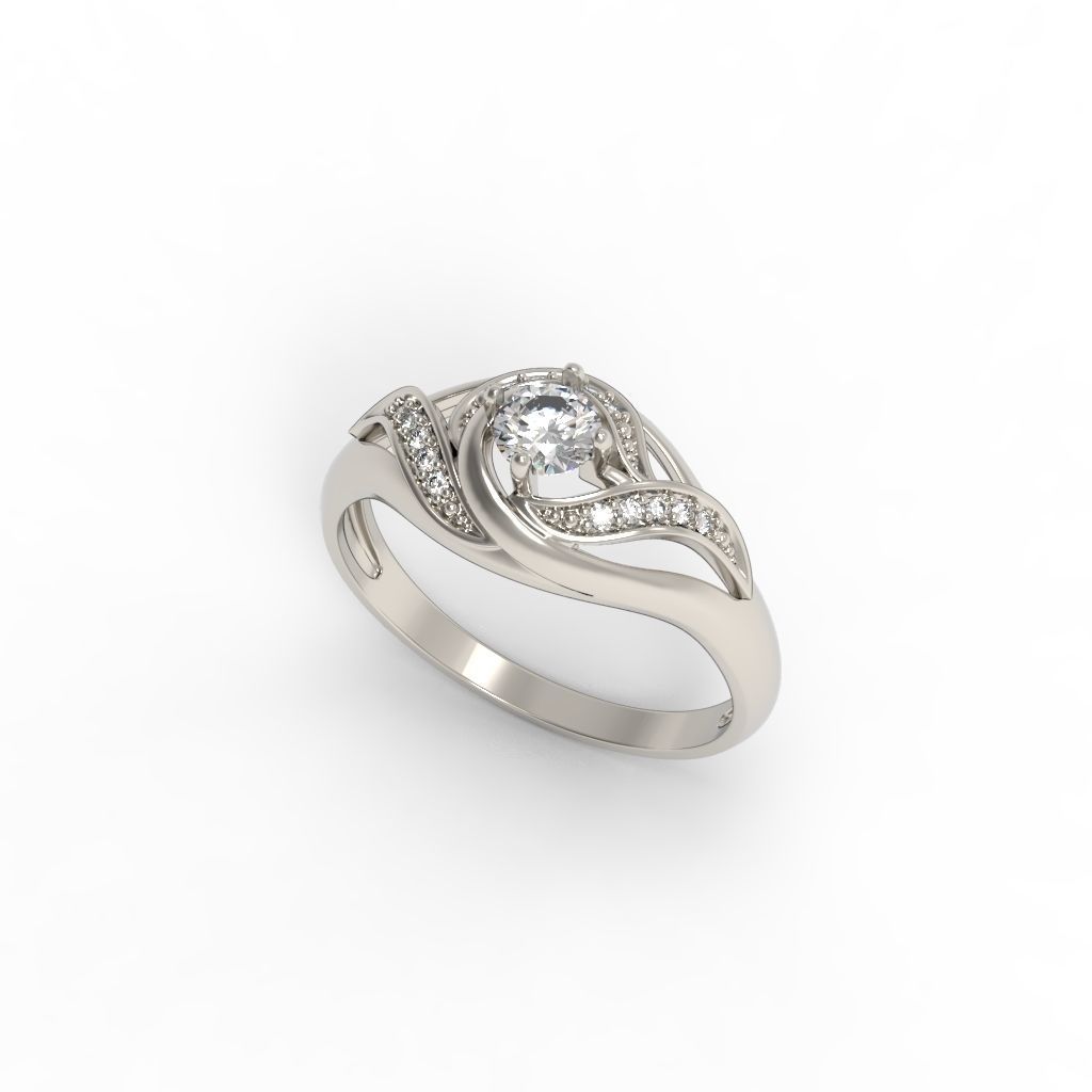 Solitaire Wedding Engagement Women Ring  3dm stl  3D print model_15