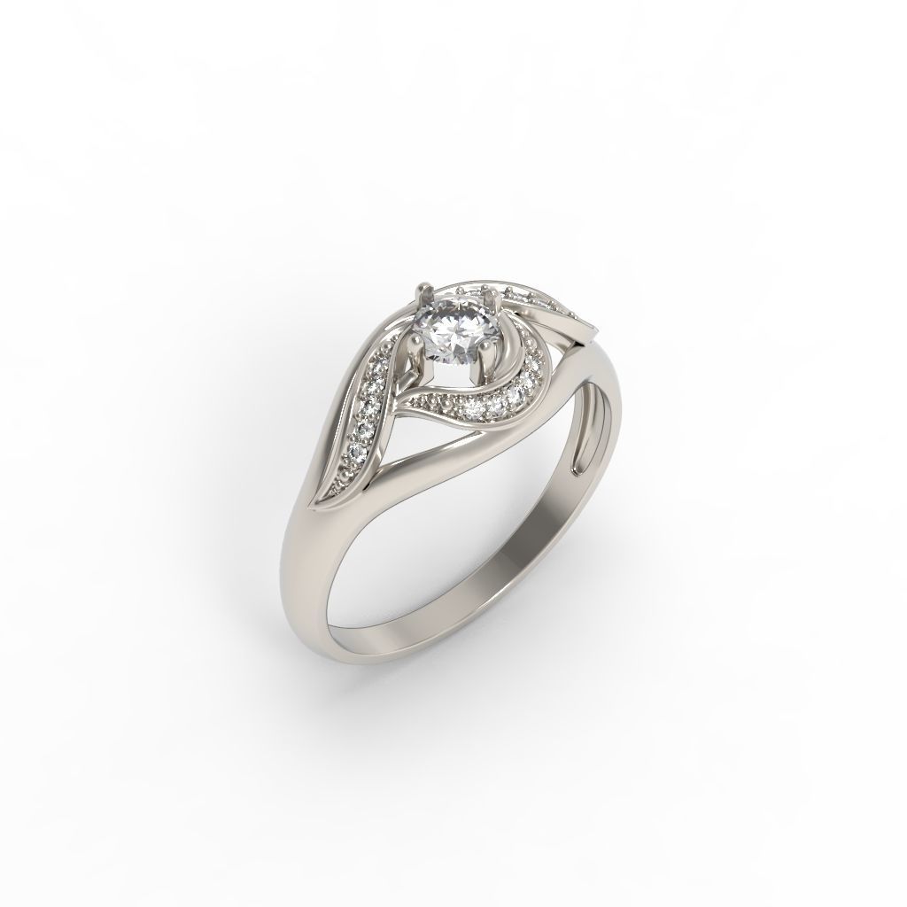 Solitaire Wedding Engagement Women Ring  3dm stl  3D print model_21