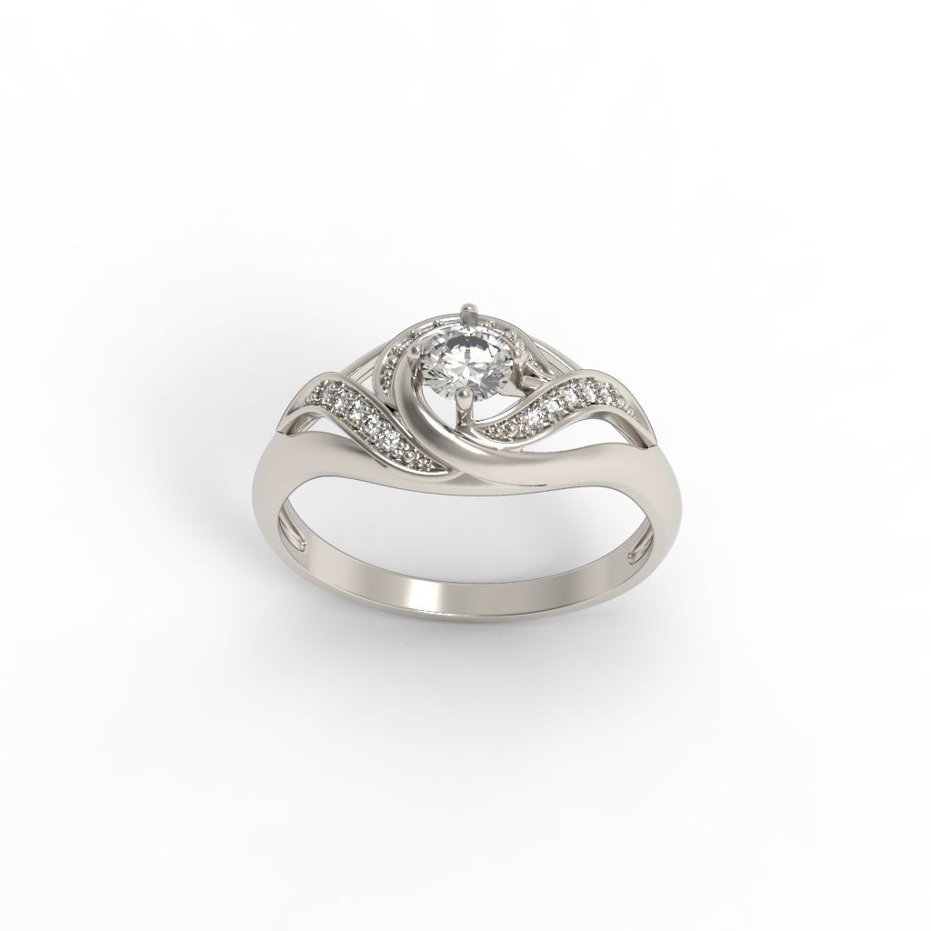 Solitaire Wedding Engagement Women Ring  3dm stl  3D print model_13
