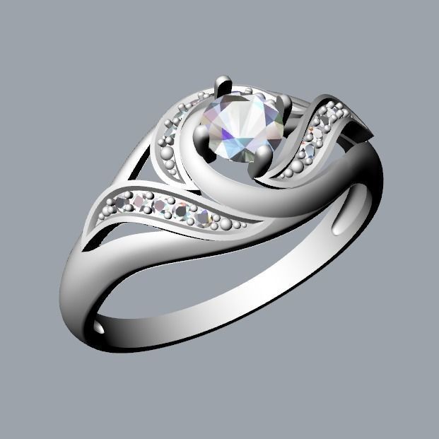 Solitaire Wedding Engagement Women Ring  3dm stl  3D print model_37