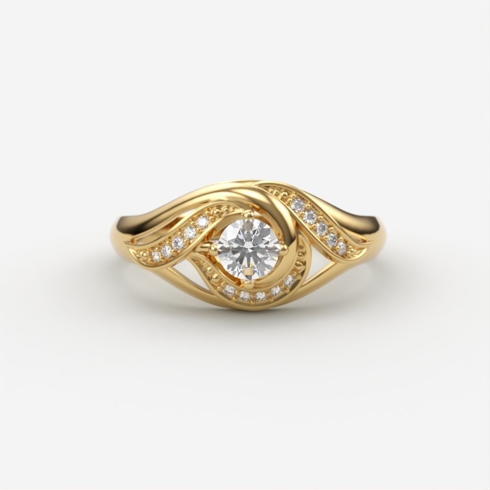 Solitaire Wedding Engagement Women Ring  3dm stl  3D print model_1