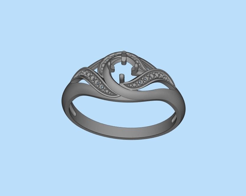 Solitaire Wedding Engagement Women Ring  3dm stl  3D print model_43