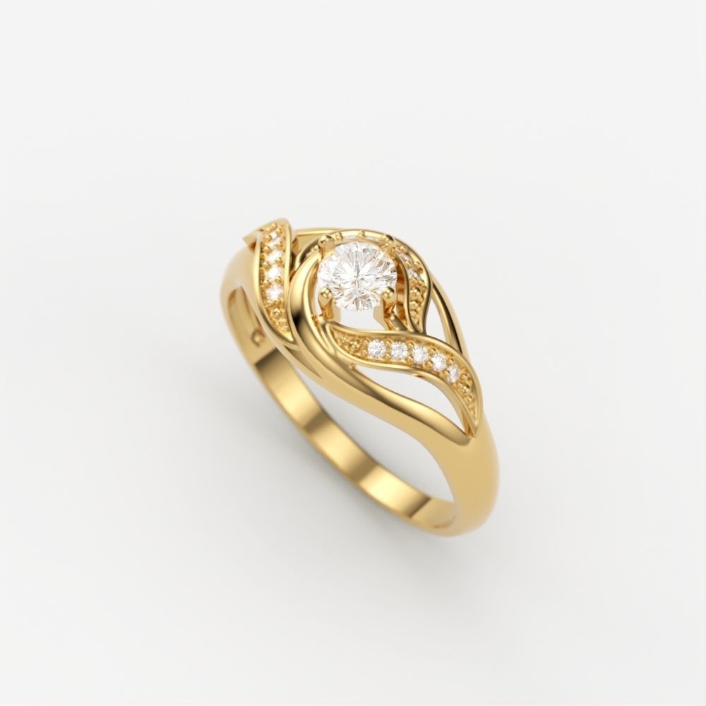 Solitaire Wedding Engagement Women Ring  3dm stl  3D print model_8