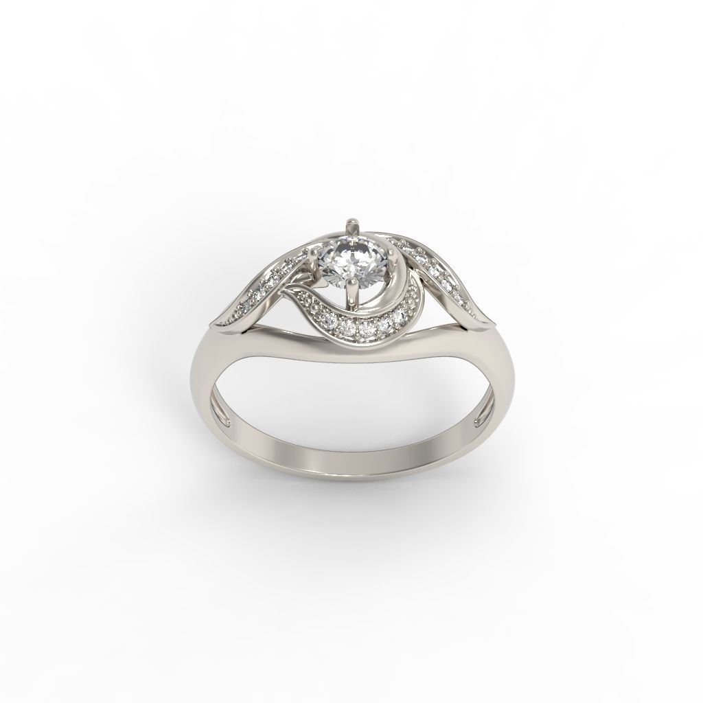 Solitaire Wedding Engagement Women Ring  3dm stl  3D print model_20