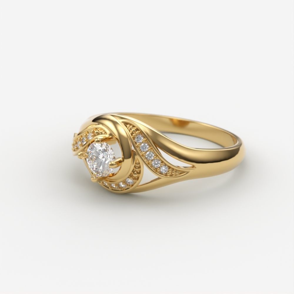 Solitaire Wedding Engagement Women Ring  3dm stl  3D print model_3