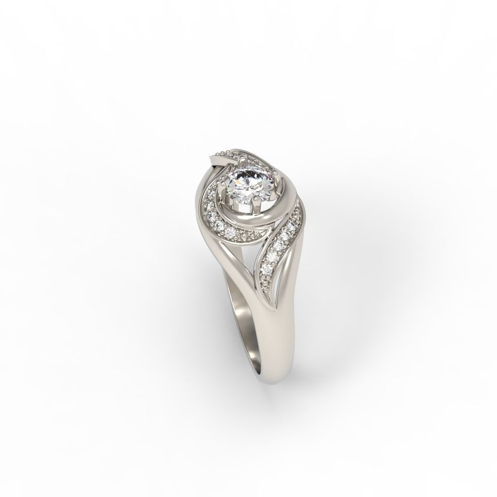 Solitaire Wedding Engagement Women Ring  3dm stl  3D print model_18