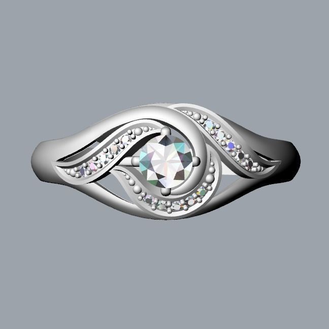 Solitaire Wedding Engagement Women Ring  3dm stl  3D print model_36