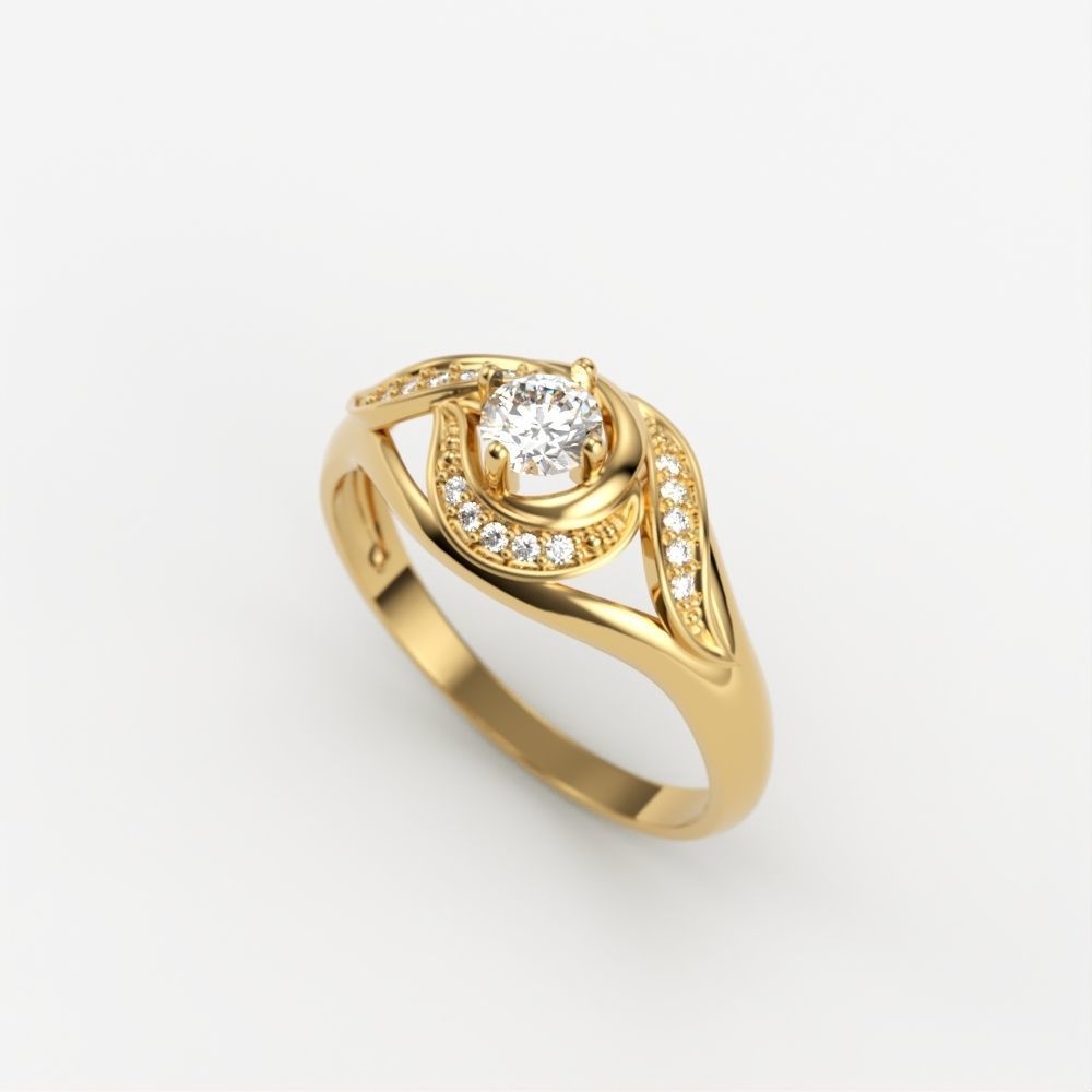 Solitaire Wedding Engagement Women Ring  3dm stl  3D print model_9