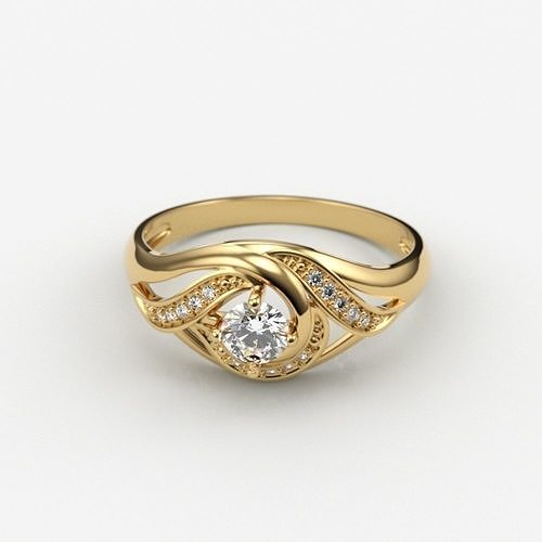 Solitaire Wedding Engagement Women Ring  3dm stl  3D print model