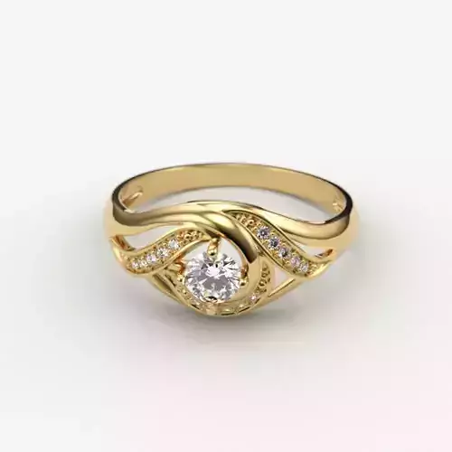 Solitaire Wedding Engagement Women Ring  3dm stl  3D print model