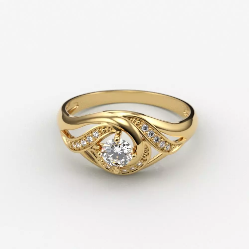 Solitaire Wedding Engagement Women Ring  3dm stl  3D print model_0