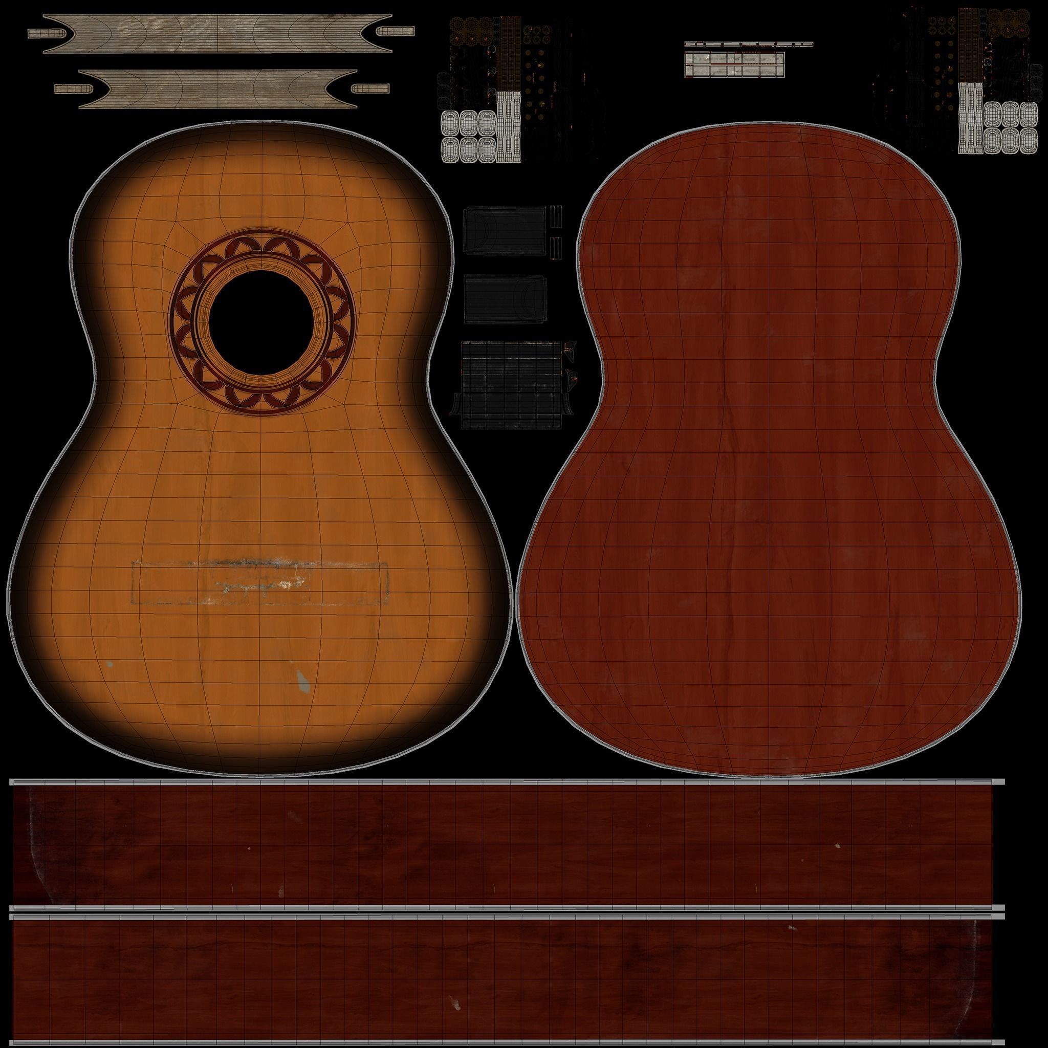 Acoustic Guitar Low-poly 3D model_25