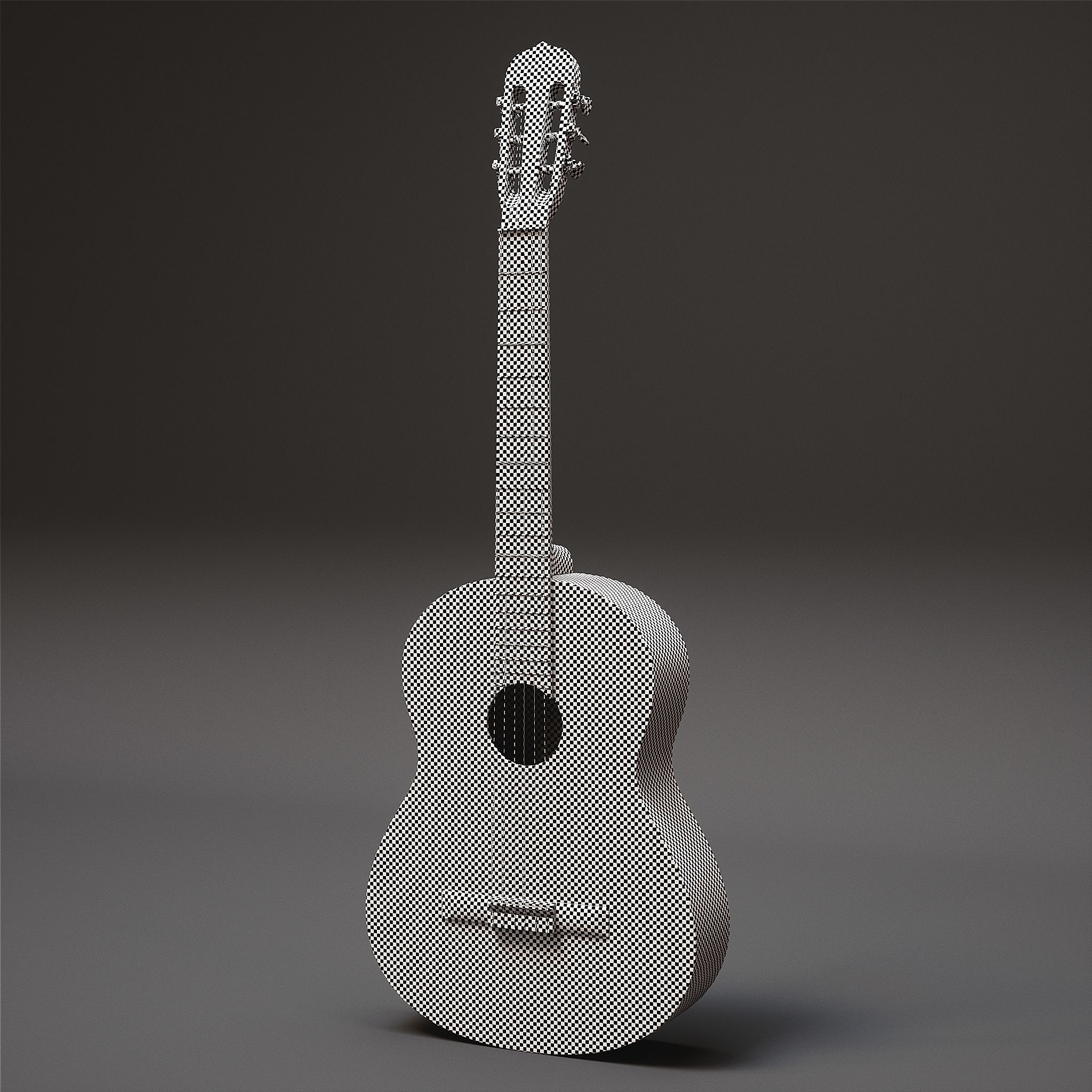 Acoustic Guitar Low-poly 3D model_22