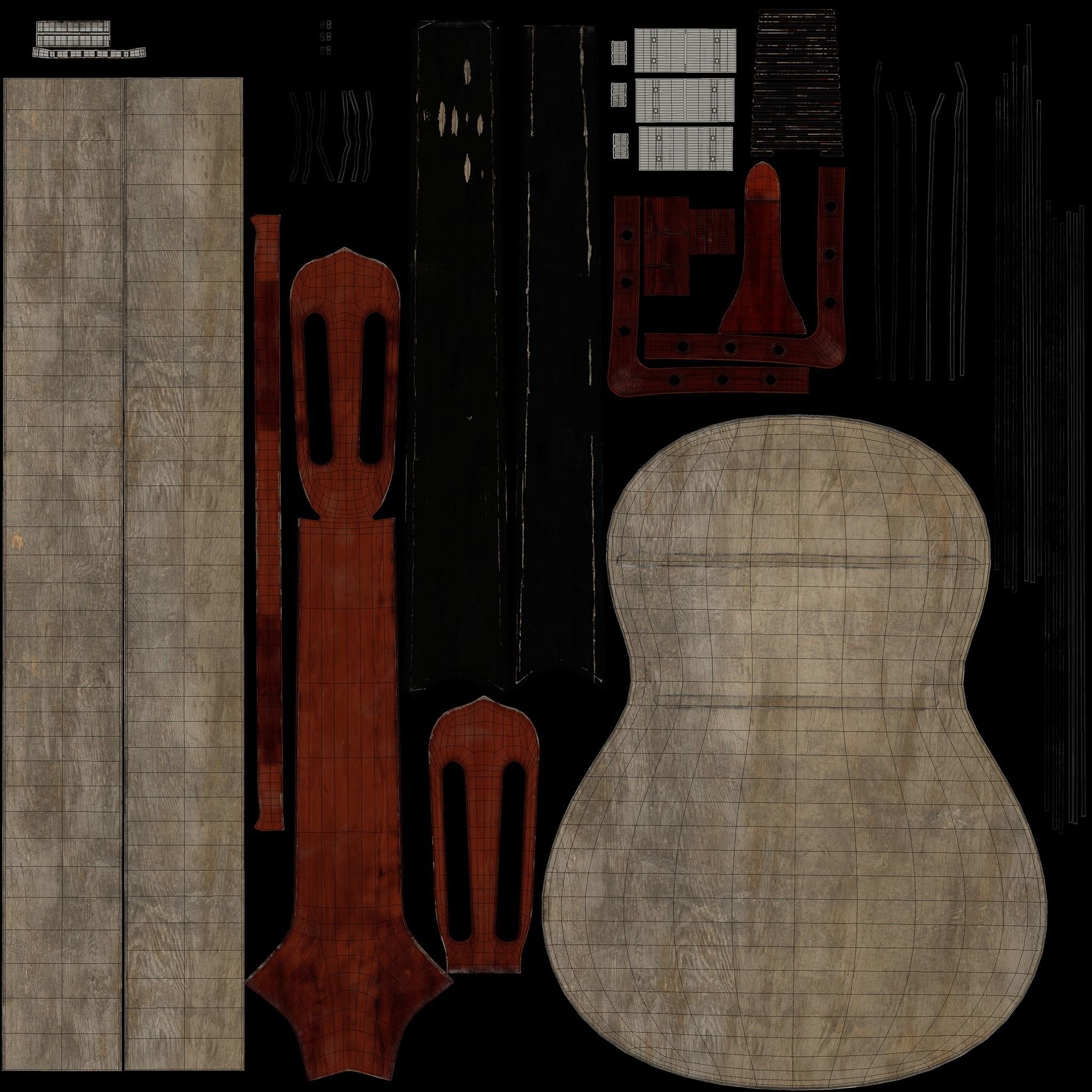 Acoustic Guitar Low-poly 3D model_24