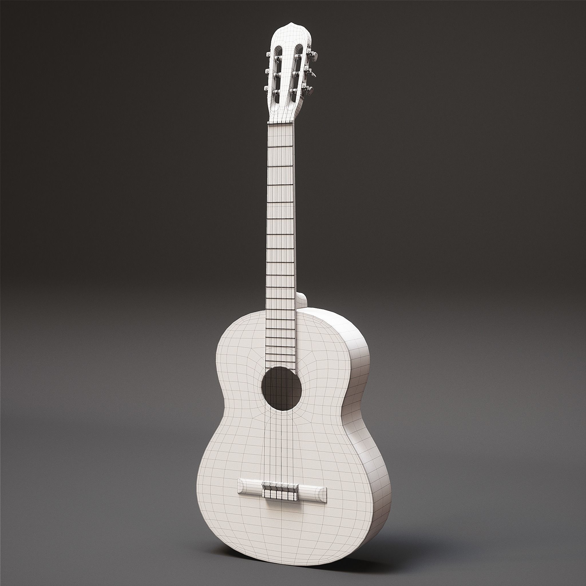 Acoustic Guitar Low-poly 3D model_20