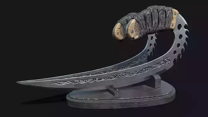 Low-Poly Daggers 3D model with Pedestal