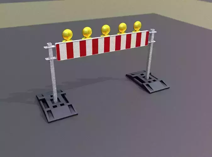 Construction Barrier 7 with animated lights 600-34 250x1600mm Low-poly 3D model