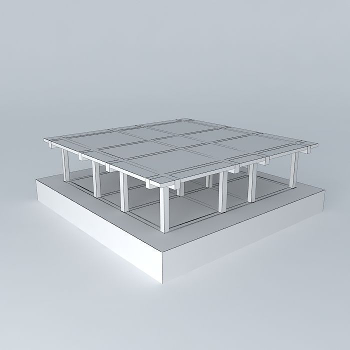 pilla square table with top 3D model_3