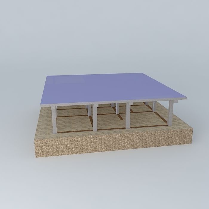 pilla square table with top 3D model_2