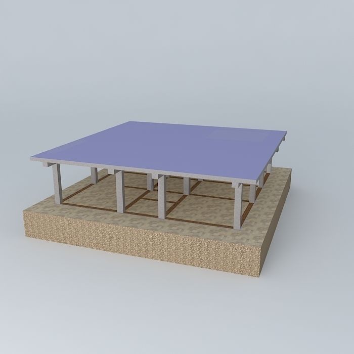 pilla square table with top 3D model_1