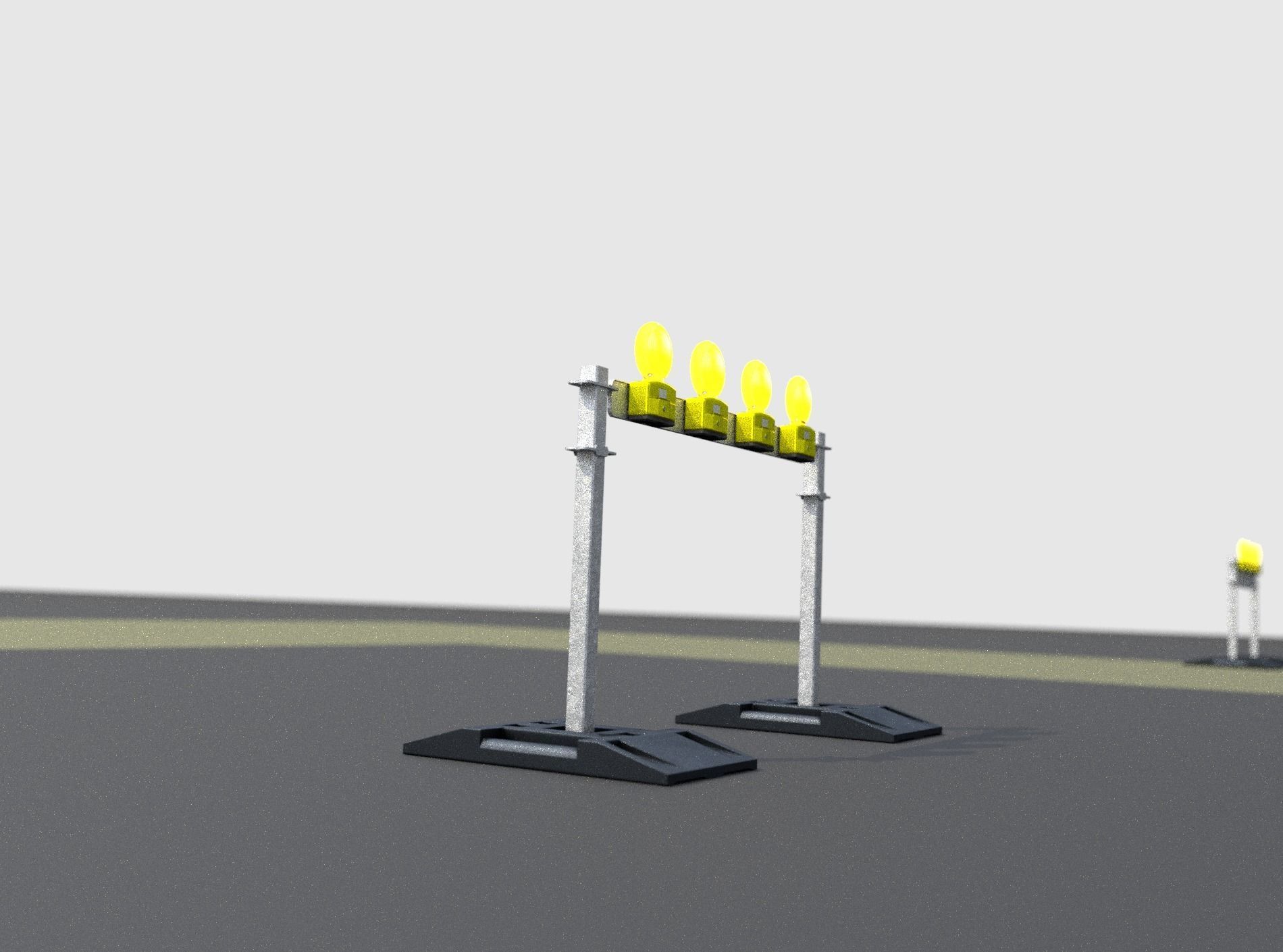 Construction Barrier 7 with animated lights 600-31 100x1200mm Low-poly 3D model_19