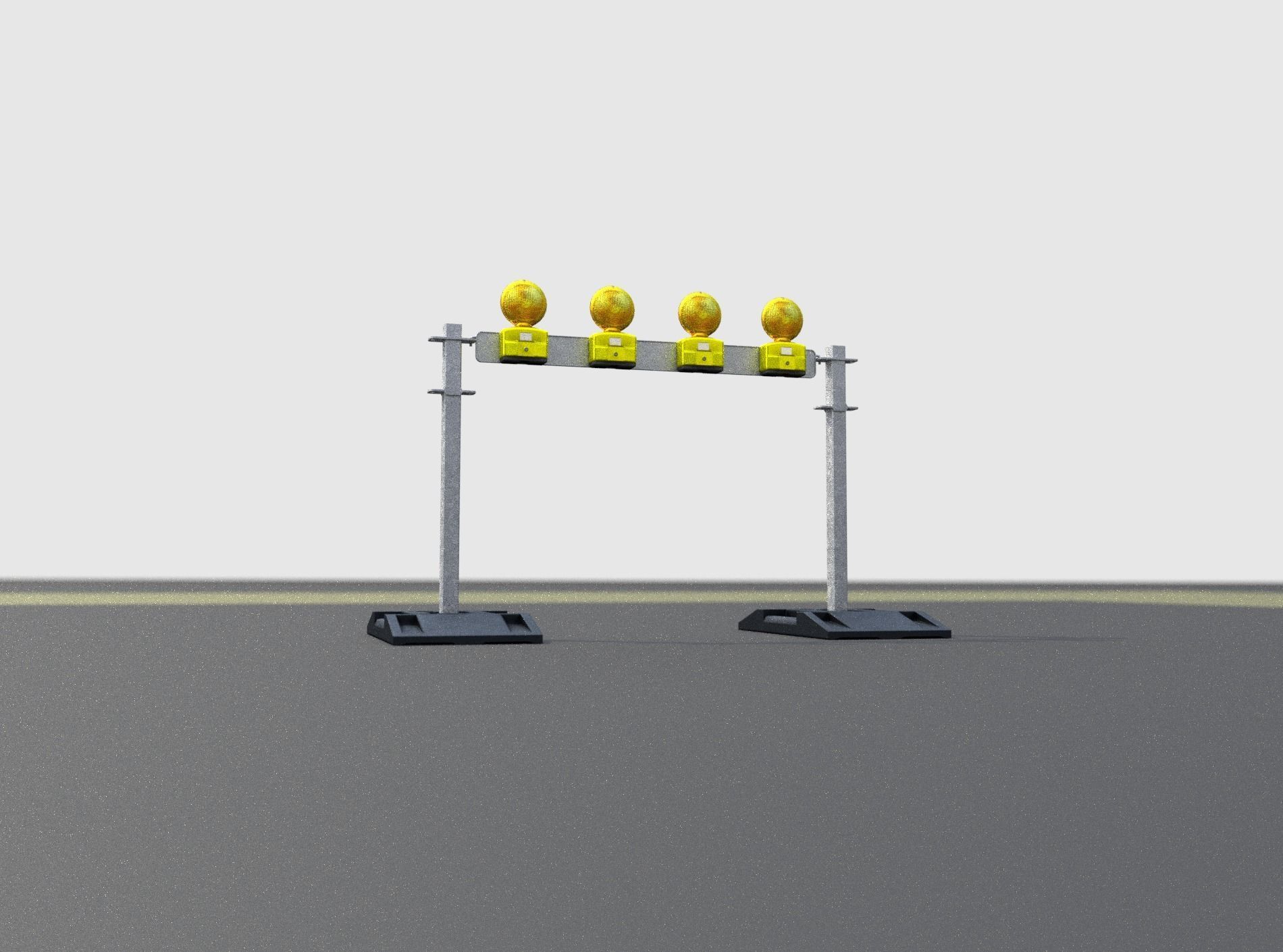 Construction Barrier 7 with animated lights 600-31 100x1200mm Low-poly 3D model_24