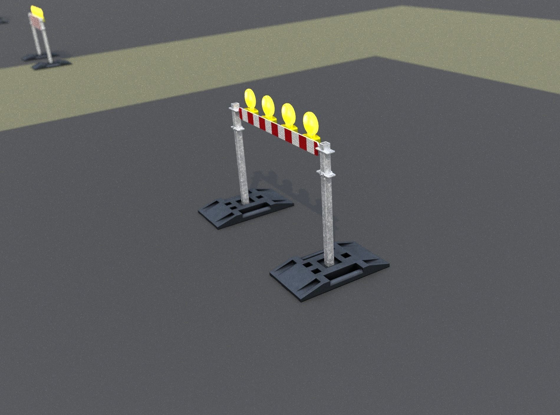 Construction Barrier 7 with animated lights 600-31 100x1200mm Low-poly 3D model_11