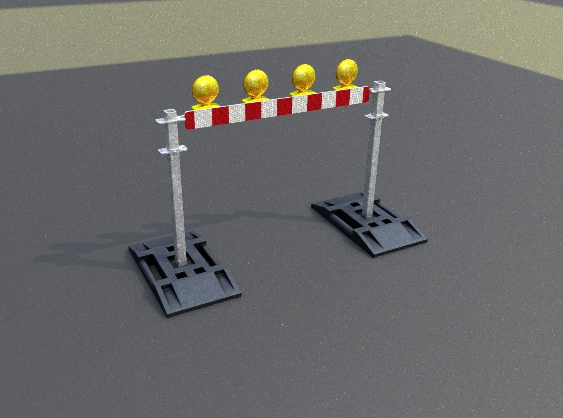 Construction Barrier 7 with animated lights 600-31 100x1200mm Low-poly 3D model_44