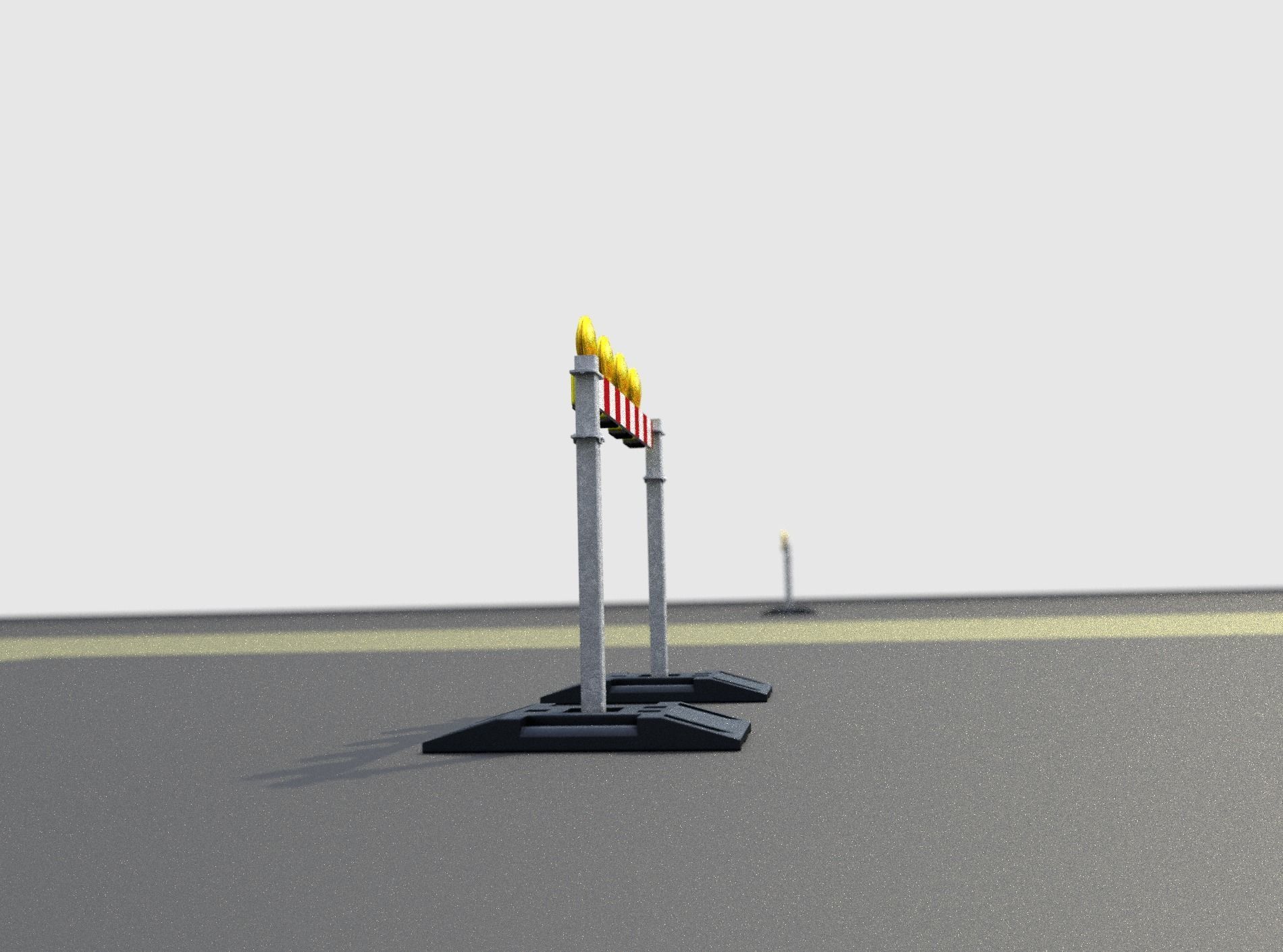 Construction Barrier 7 with animated lights 600-31 100x1200mm Low-poly 3D model_36