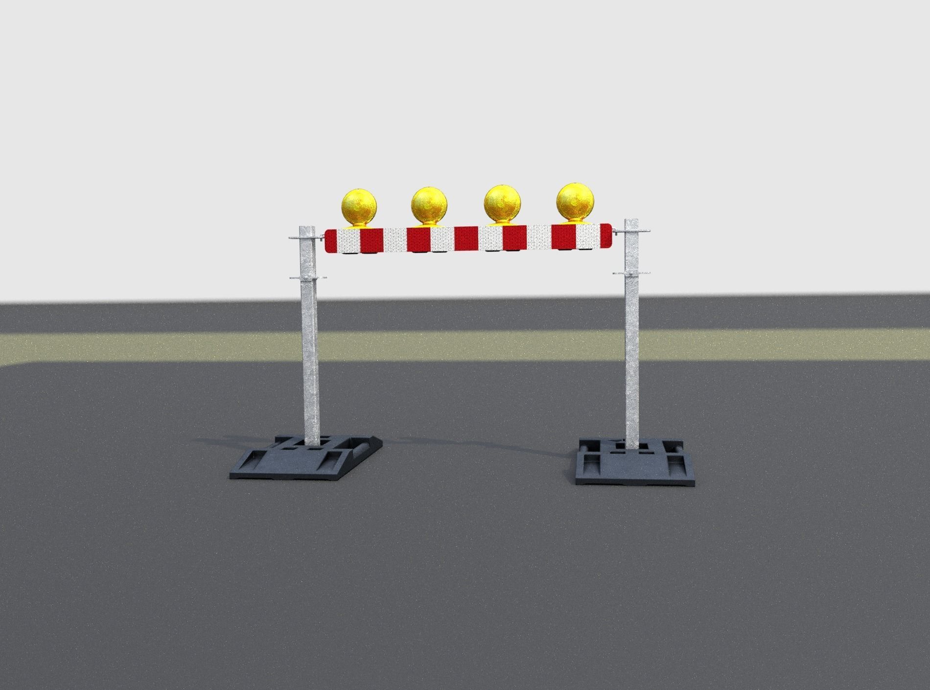 Construction Barrier 7 with animated lights 600-31 100x1200mm Low-poly 3D model_6