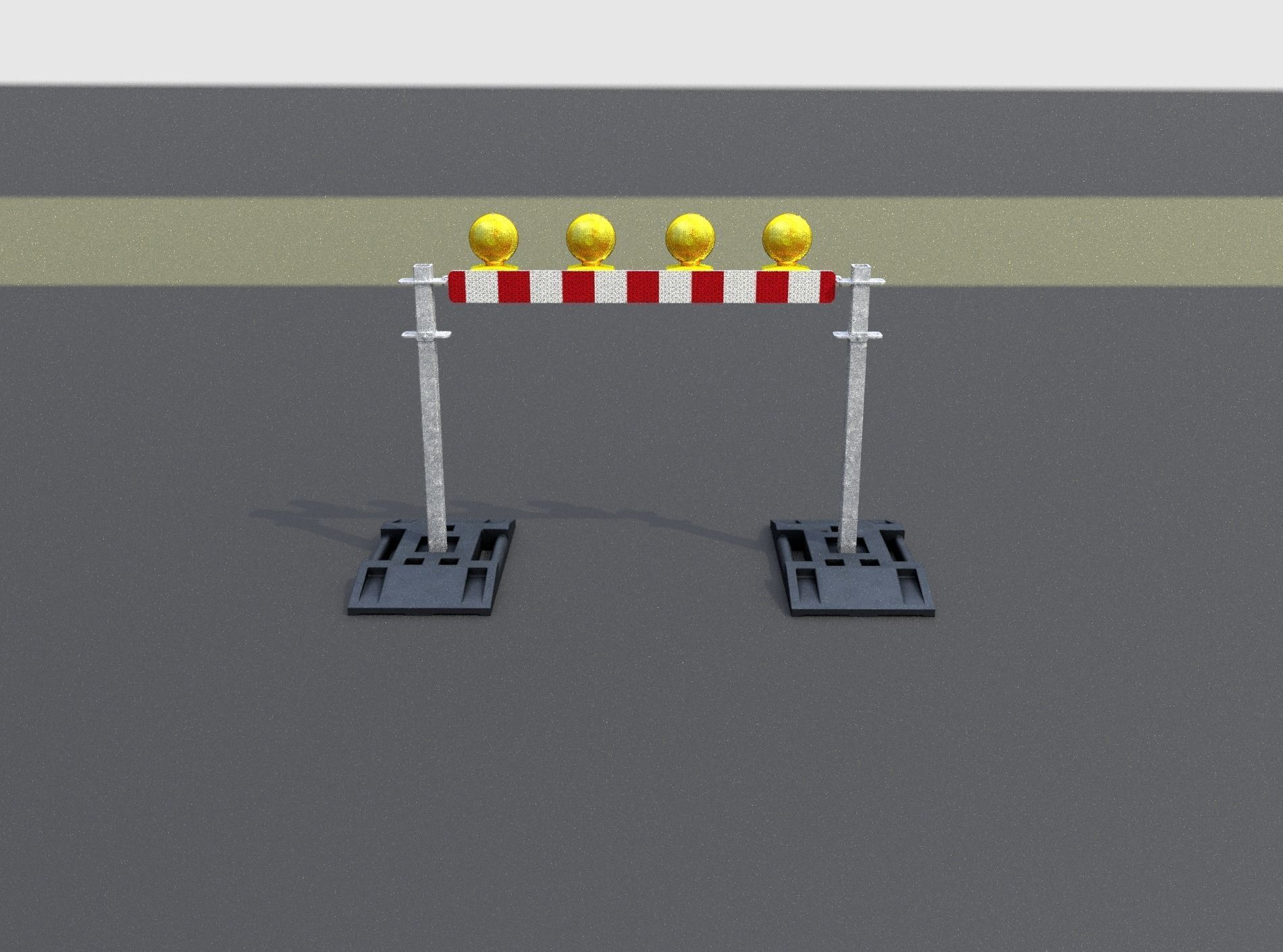 Construction Barrier 7 with animated lights 600-31 100x1200mm Low-poly 3D model_4