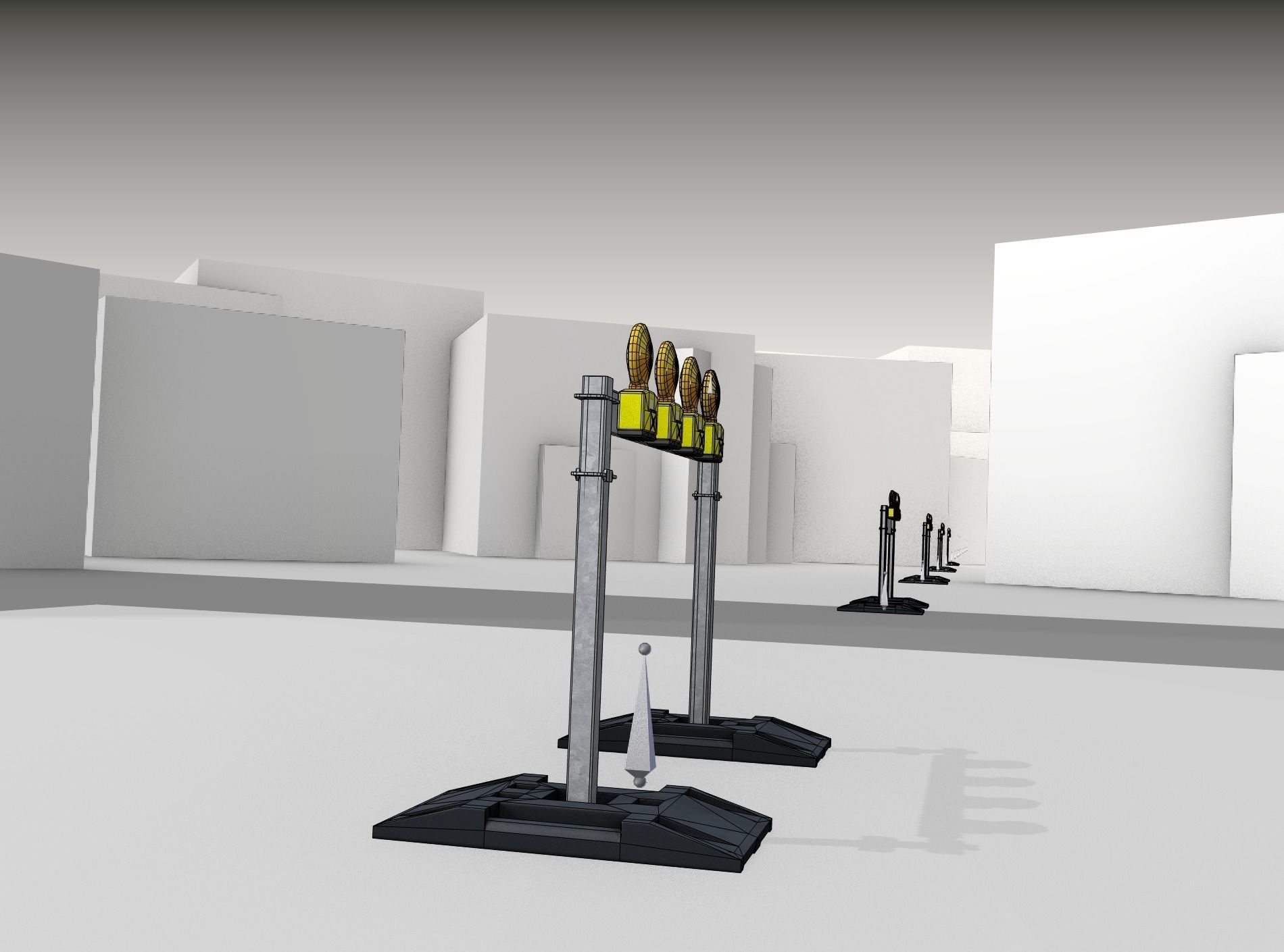 Construction Barrier 7 with animated lights 600-31 100x1200mm Low-poly 3D model_16