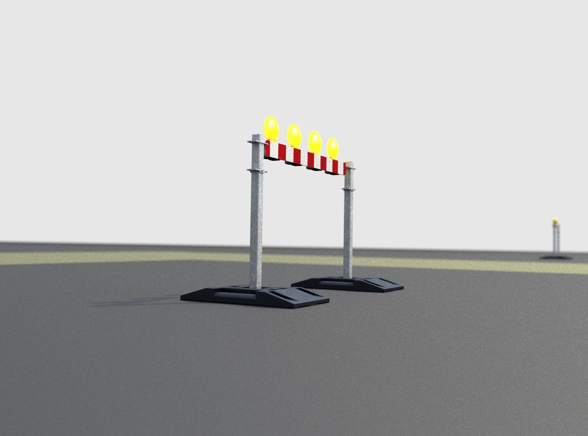 Construction Barrier 7 with animated lights 600-31 100x1200mm Low-poly 3D model_40