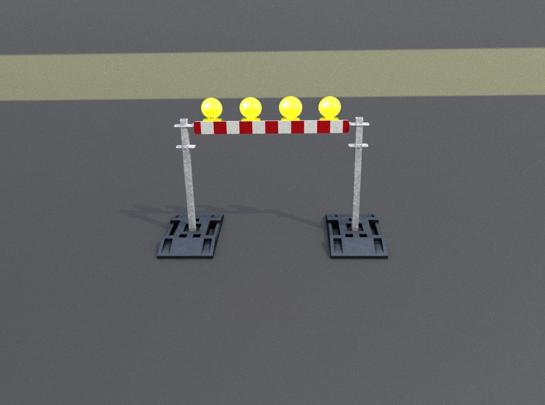 Construction Barrier 7 with animated lights 600-31 100x1200mm Low-poly 3D model_50